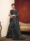 Grey Colour Latest Designer Fancy Party Wear Self Striped Fabric Sequins And Thread Embroidery Fancy Lycra Saree Collection 11306 